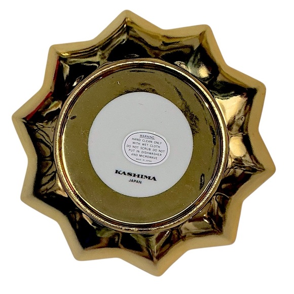 Vintage Kashima of Japan Gold Porcelain Dishes Gold Tree Star Shaped Dishes 2 PC - Picture 3 of 16